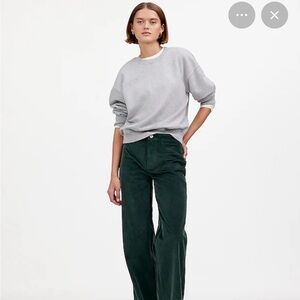 NEW MADEWELL 26 Tall Emmett Wide Leg Forest Green Corduroy Pants